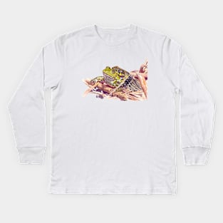 Grass Snake eating Edible Frog Kids Long Sleeve T-Shirt